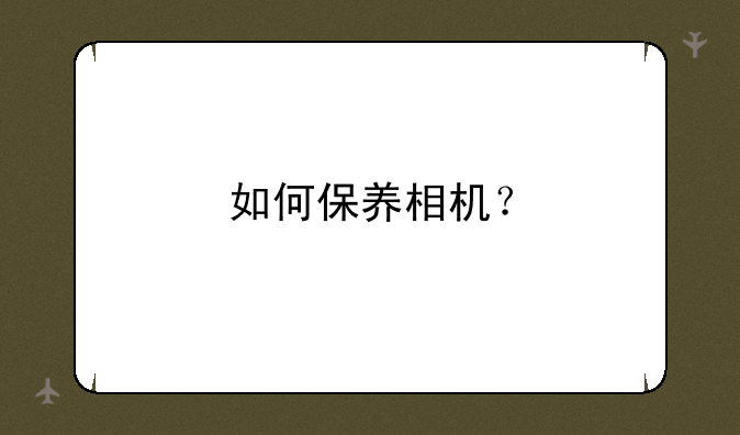 如何保养相机？