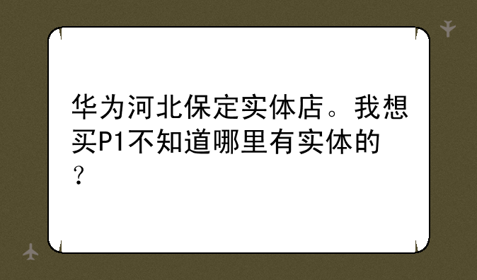 华为河北保定实体店。我想买P1不知道哪里有实体的？