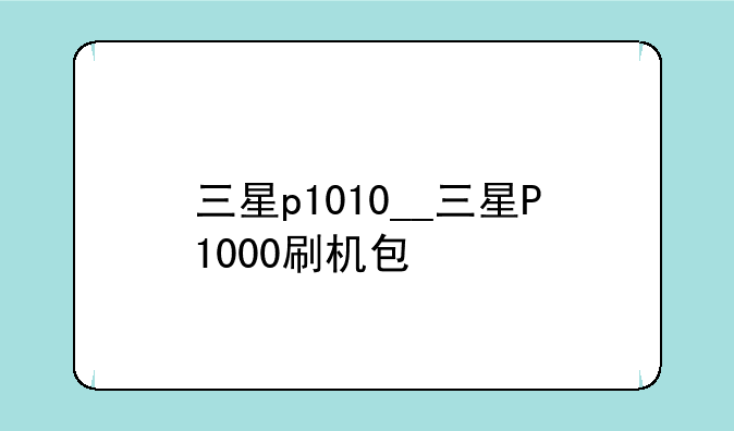三星p1010__三星P1000刷机包